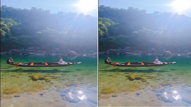 boat on crystal clear water
