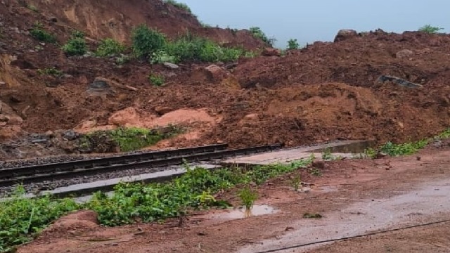 Landslide on train track