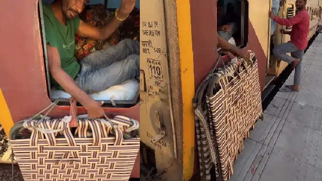 Man turns train washroom into sleeping space